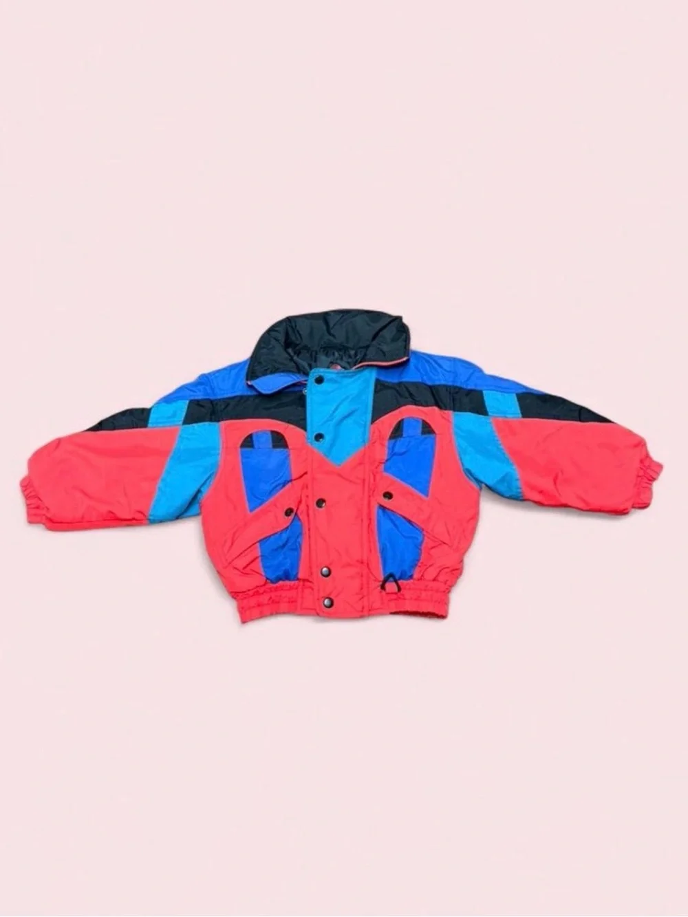 Vintage 80s 90s Apparatus Kids Ski Jacket Boys 6 Retro Colorblock Puffy Coat